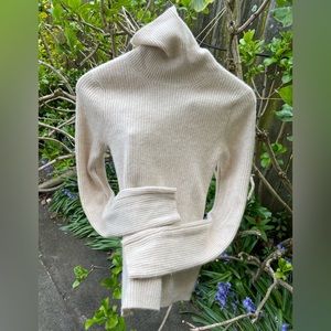 NAADAM 100% Cashmere Ribbed Turtleneck Sweater Winter White XS